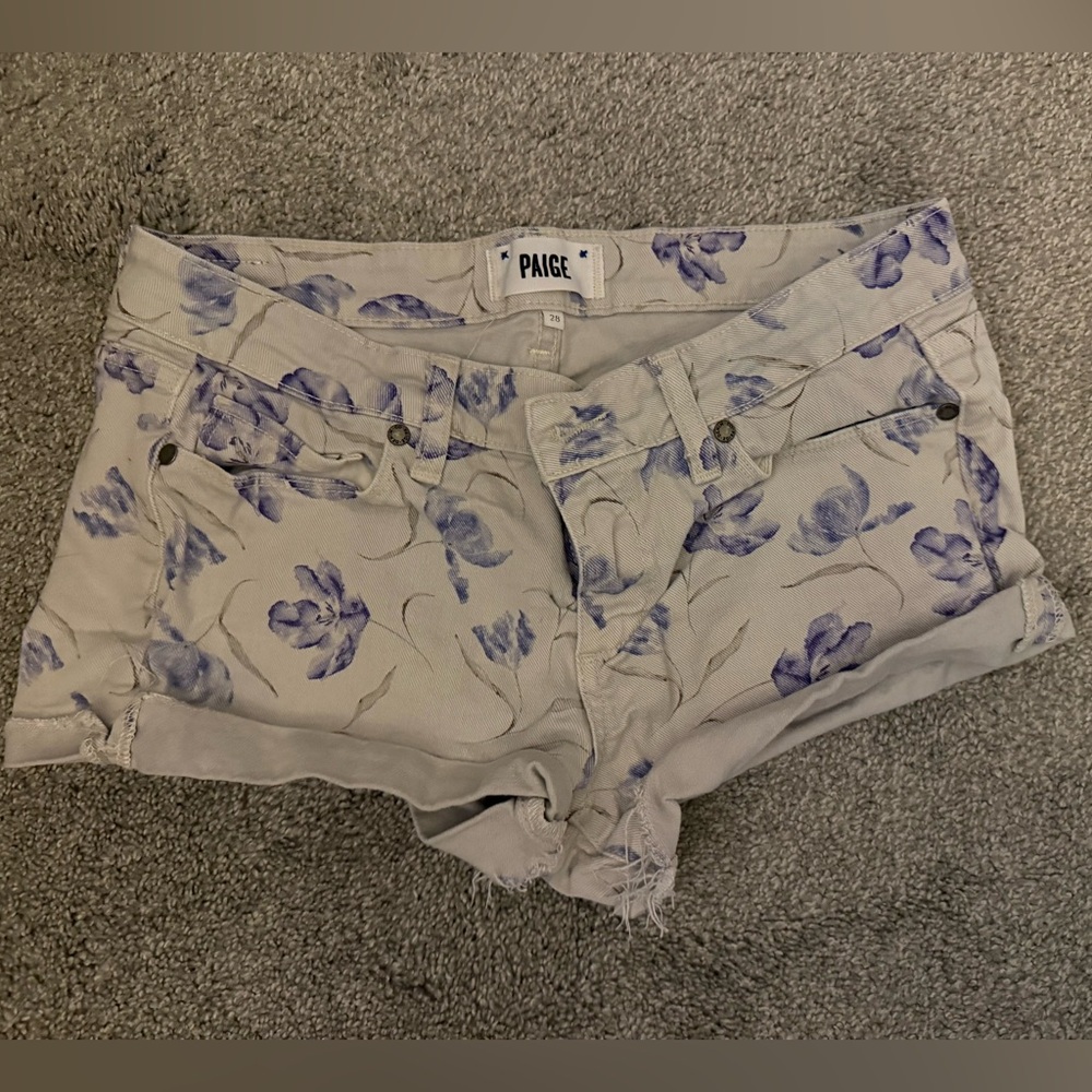 Paige flower jean shorts